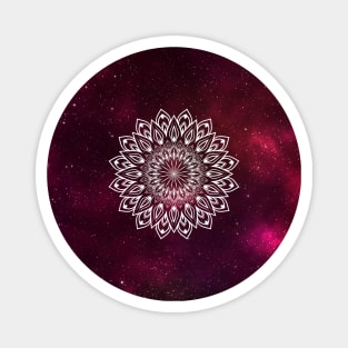 Mandala On Nebula Red Galaxy Design Magnet